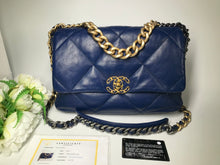 Load image into Gallery viewer, Chanel 19 medium/large in blue goatskin
