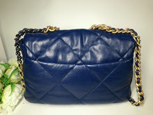 Load image into Gallery viewer, Chanel 19 medium/large in blue goatskin
