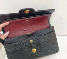 Load image into Gallery viewer, Chanel 24k gold hdw small black vintage classic flap
