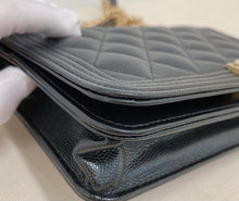 Load image into Gallery viewer, Chanel rare black boy wallet on chain gold hardware
